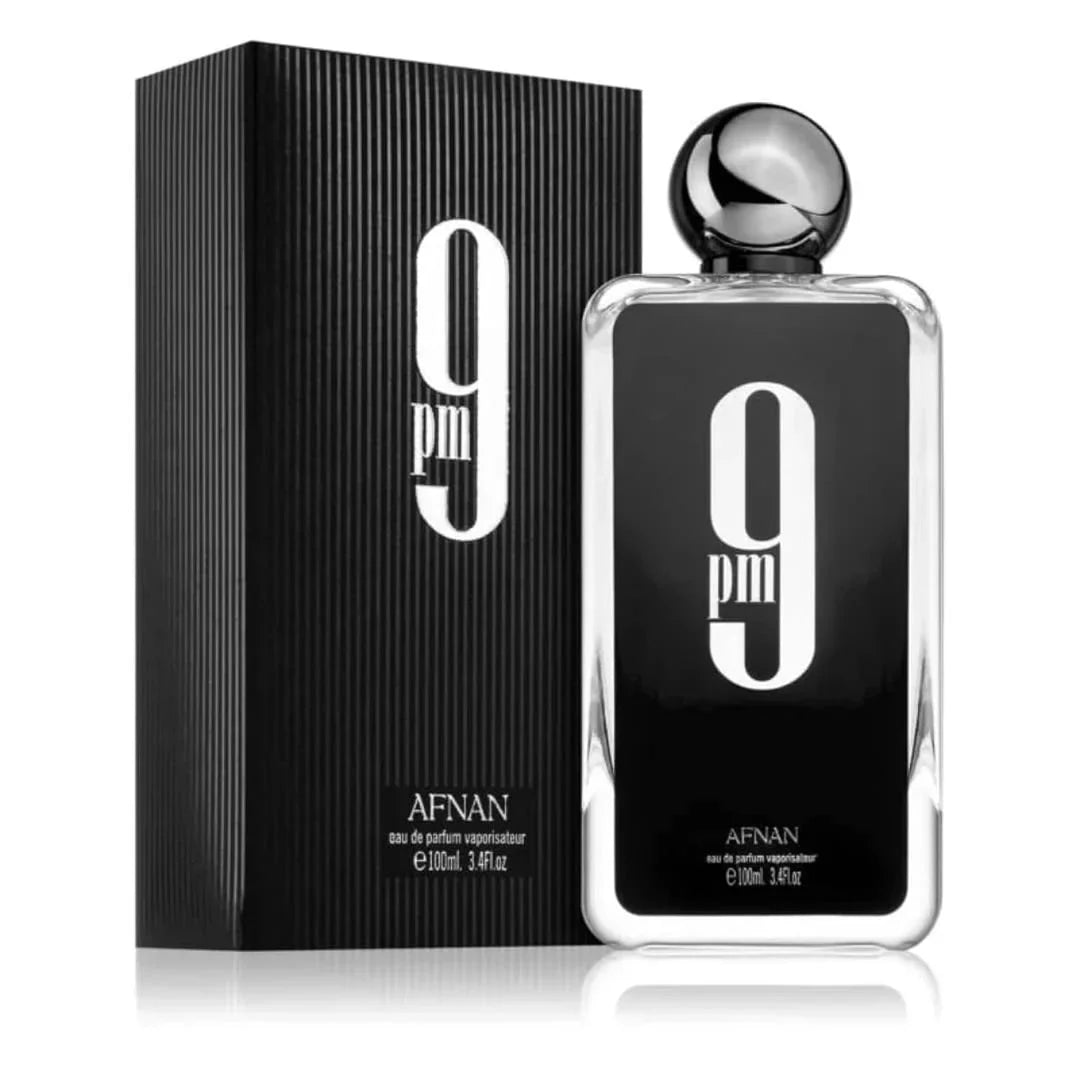 Afnan 9 PM EDP 100ml perfume bottle and packaging