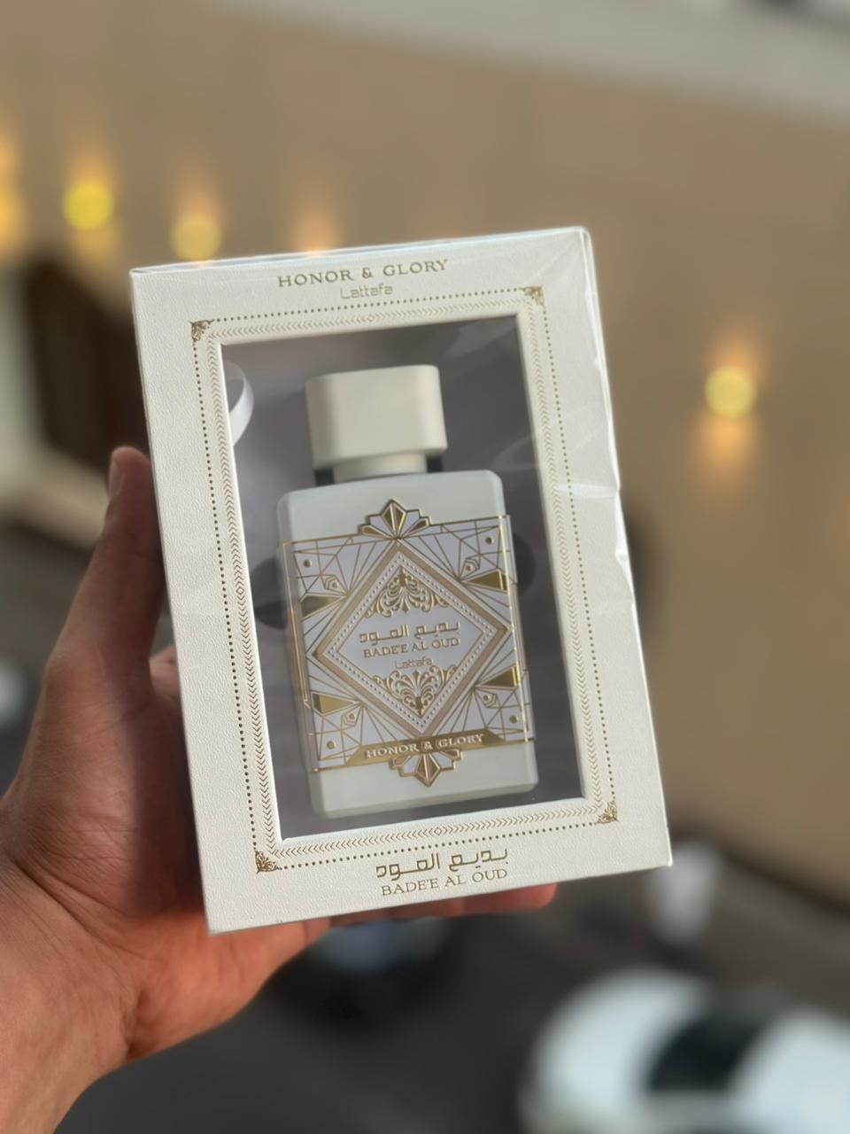 Lattafa Badee Al Oud Honor and Glory gift perfume luxury bottle