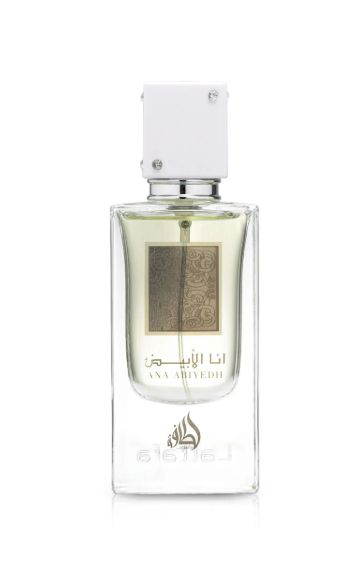 Lattafa Ana Abiyedh perfume close up bottle design luxury scent