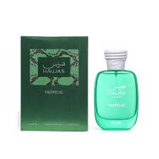 Rasasi Hawas Tropical EDP perfume bottle and packaging