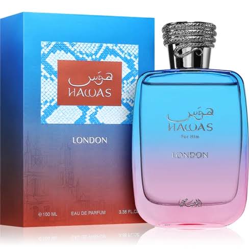 Rasasi Hawas London EDP 100ml perfume bottle and box