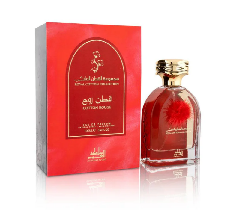 Mamlakat Al Oud Cotton Rouge perfume bottle luxury fruity floral fragrance India